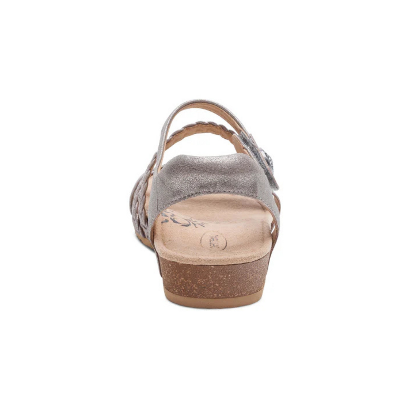 Aetrex Jillian Braided Quarter Strap Sandal - Brushed Silver
