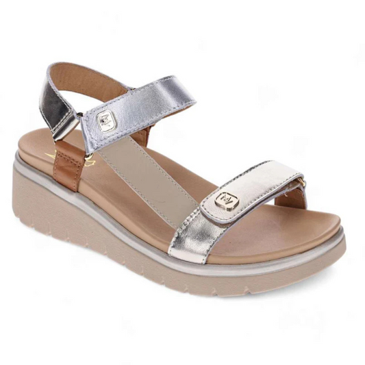 Mia Vita Candice Sandal - Soft Gold/Silver Multi