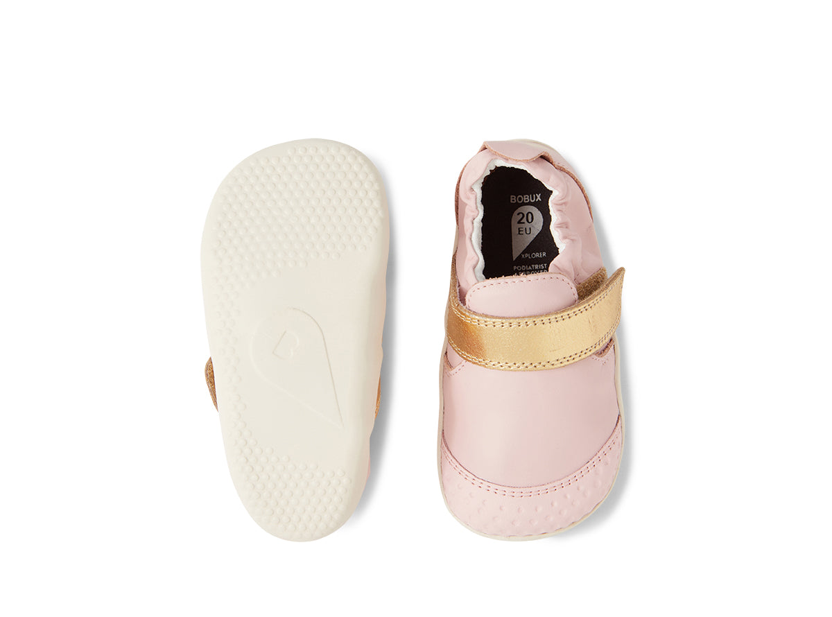 Xp Go Ballet Pink Gold Leather Flat Shoes
