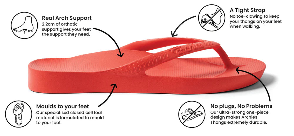 Archies Arch Support Jandals Coral