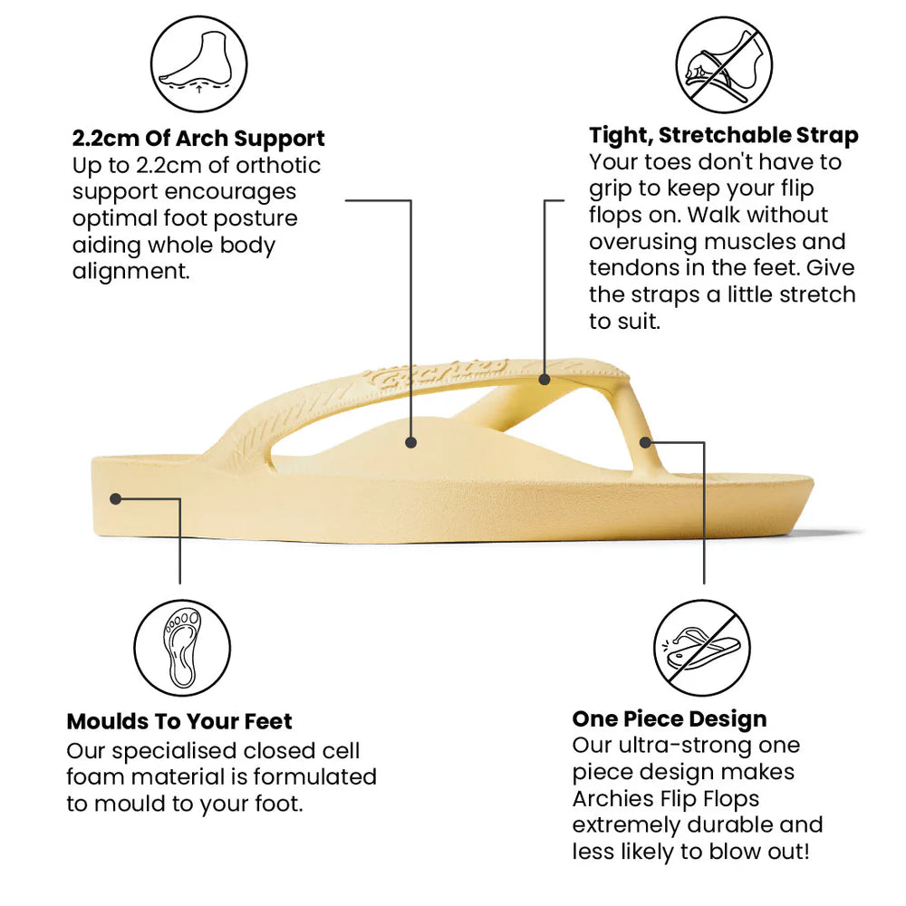 Archies Arch support Jandals Lemon