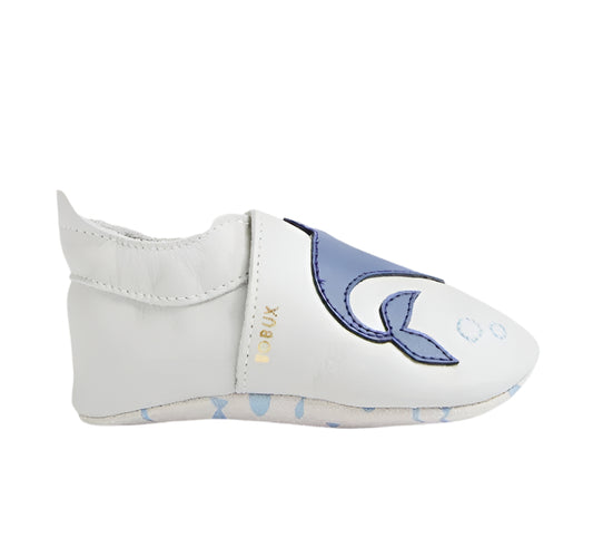 Ss Blue Whale Dawn Blue Leather Flat Shoes