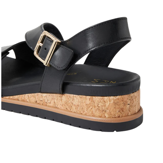 Ziera Vamsy Black Leather Sandals