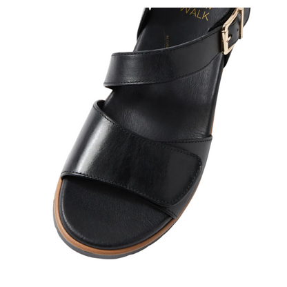 Ziera Vamsy Black Leather Sandals