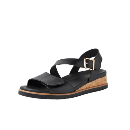 Ziera Vamsy Black Leather Sandals