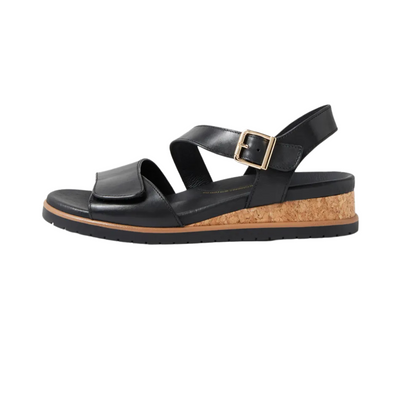 Ziera Vamsy Black Leather Sandals