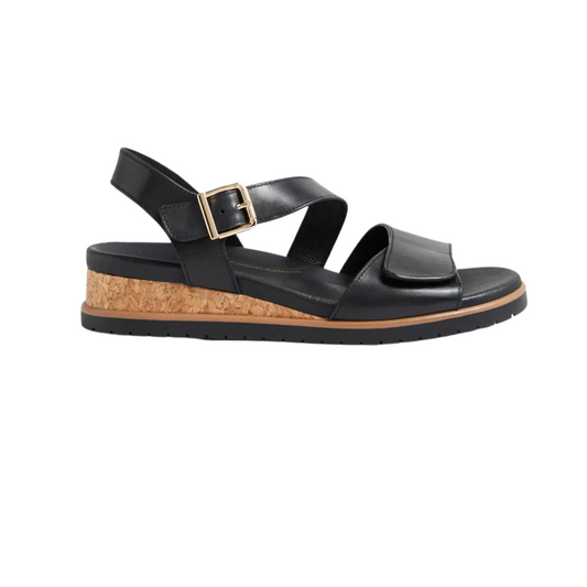 Ziera Vamsy Black Leather Sandals