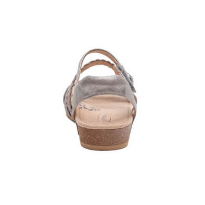 Aetrex Jillian Braided Quarter Strap Sandal - Brushed Silver