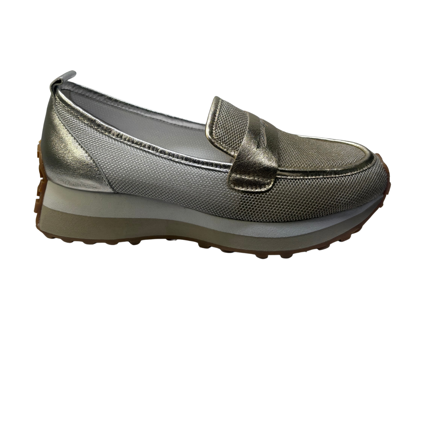 Django & Juliette Shadya Gold Silver Multi Fabric Sneakers