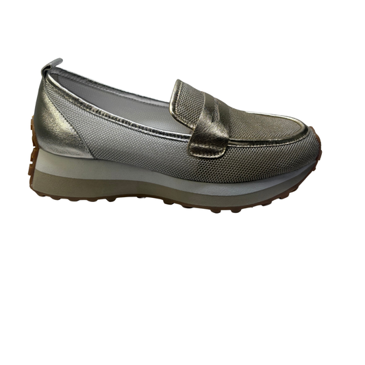 Django & Juliette Shadya Gold Silver Multi Fabric Sneakers