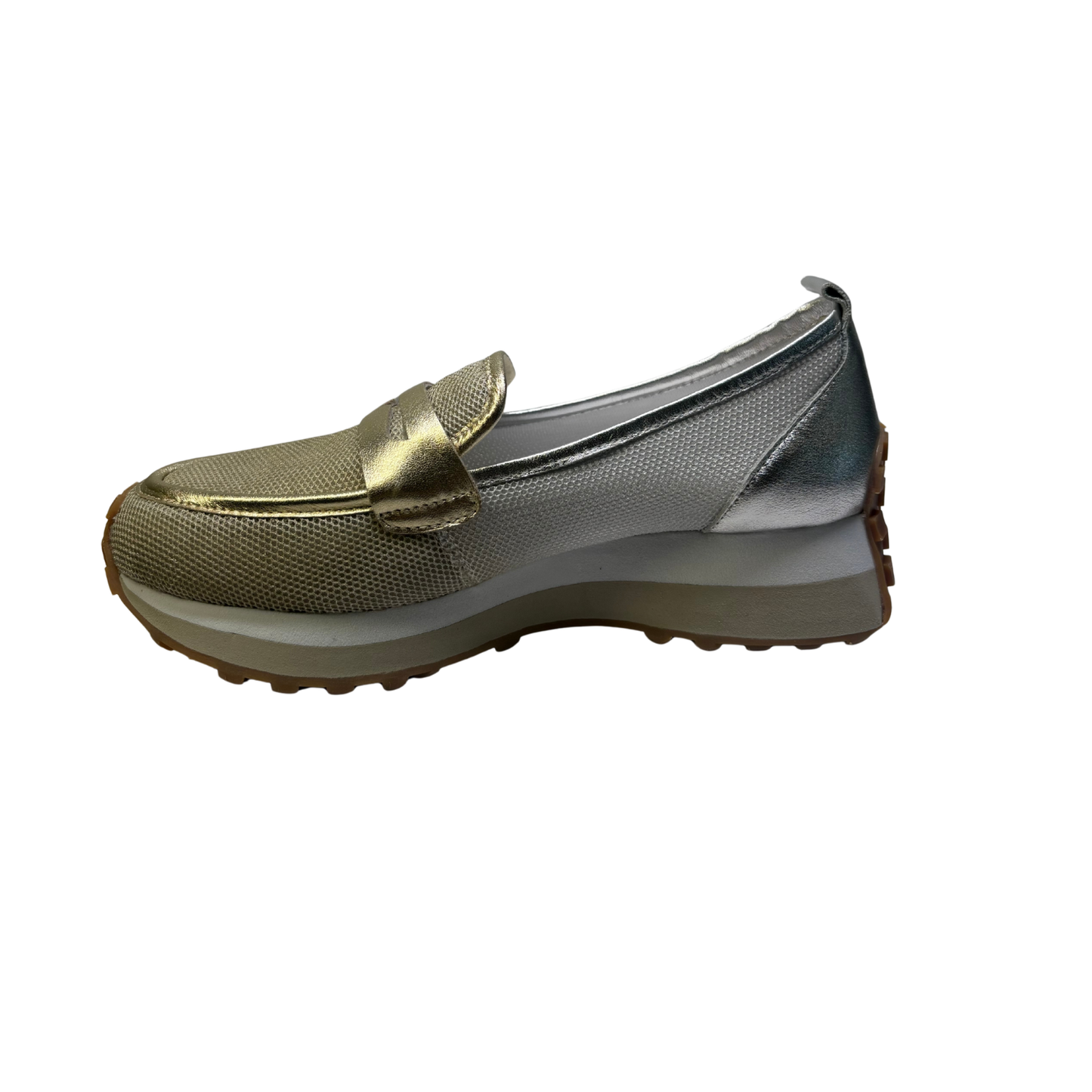 Django & Juliette Shadya Gold Silver Multi Fabric Sneakers