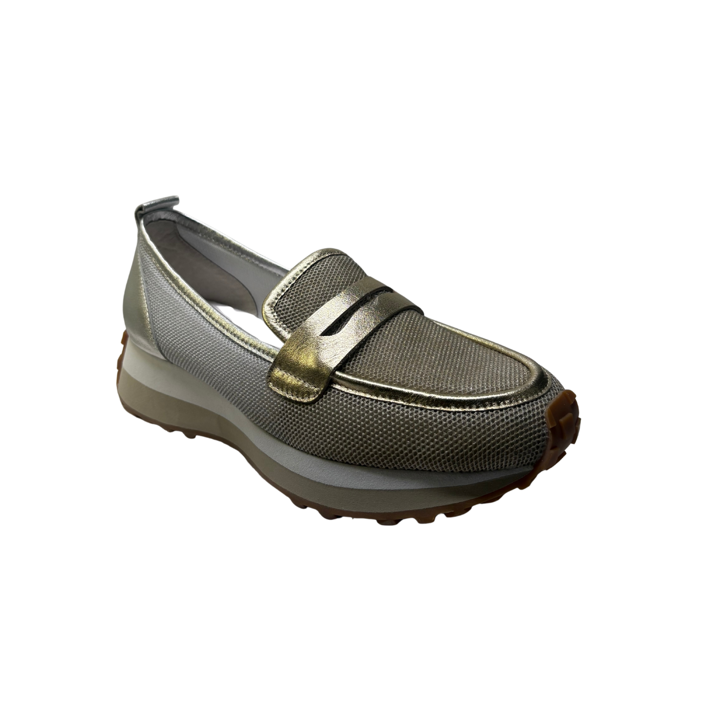 Django & Juliette Shadya Gold Silver Multi Fabric Sneakers