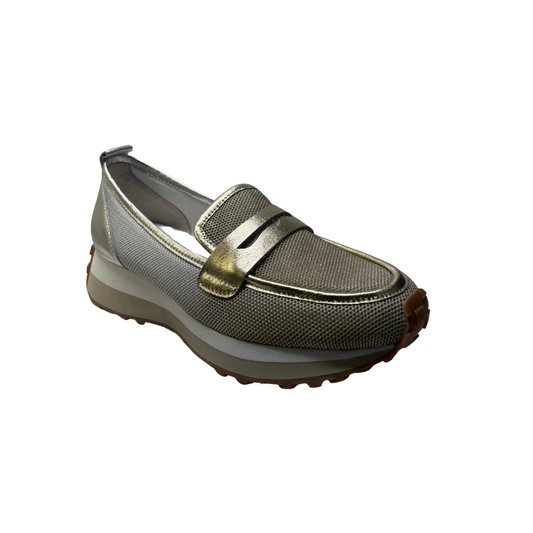 Django & Juliette Shadya Gold Silver Multi Fabric Sneakers