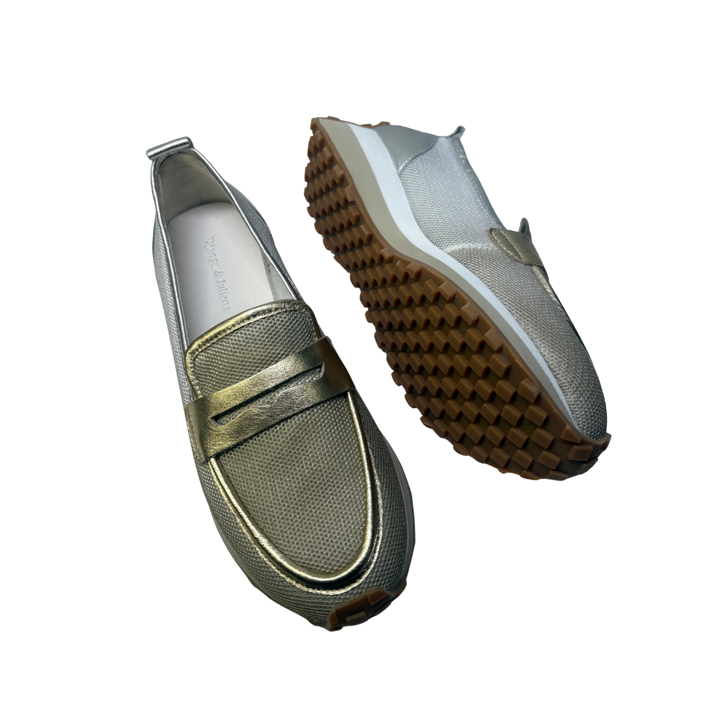 Django & Juliette Shadya Gold Silver Multi Fabric Sneakers