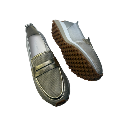 Django & Juliette Shadya Gold Silver Multi Fabric Sneakers