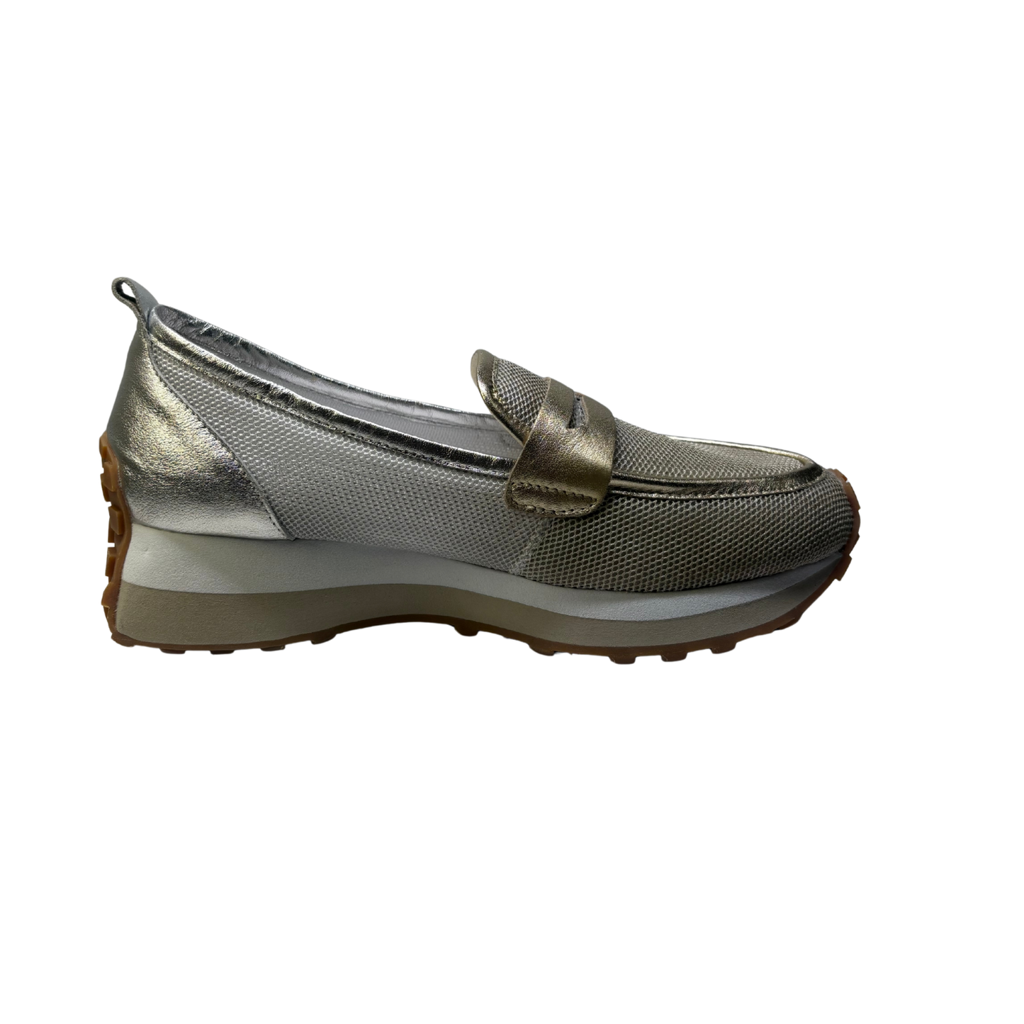 Django & Juliette Shadya Gold Silver Multi Fabric Sneakers
