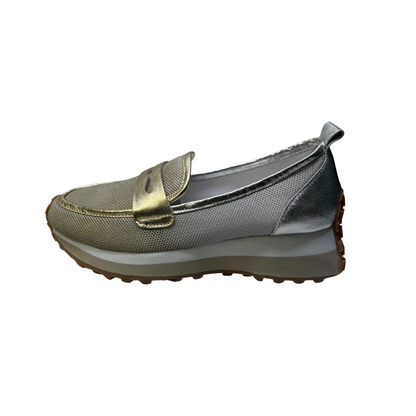 Django & Juliette Shadya Gold Silver Multi Fabric Sneakers