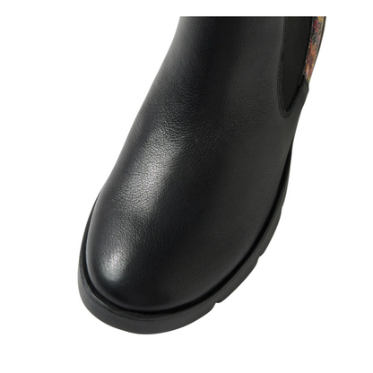 Ziera Manuku W Black Floral Leather Embossed Chelsea Boot