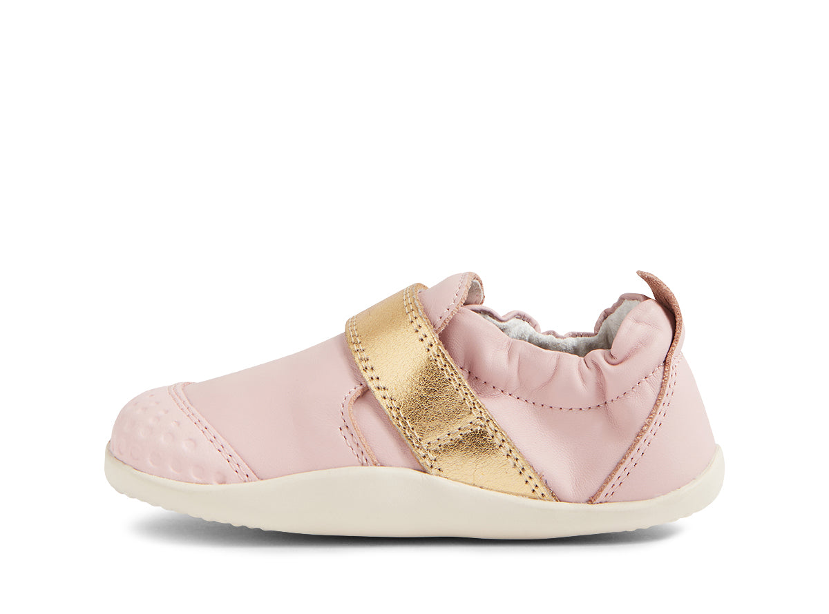 Xp Go Ballet Pink Gold Leather Flat Shoes