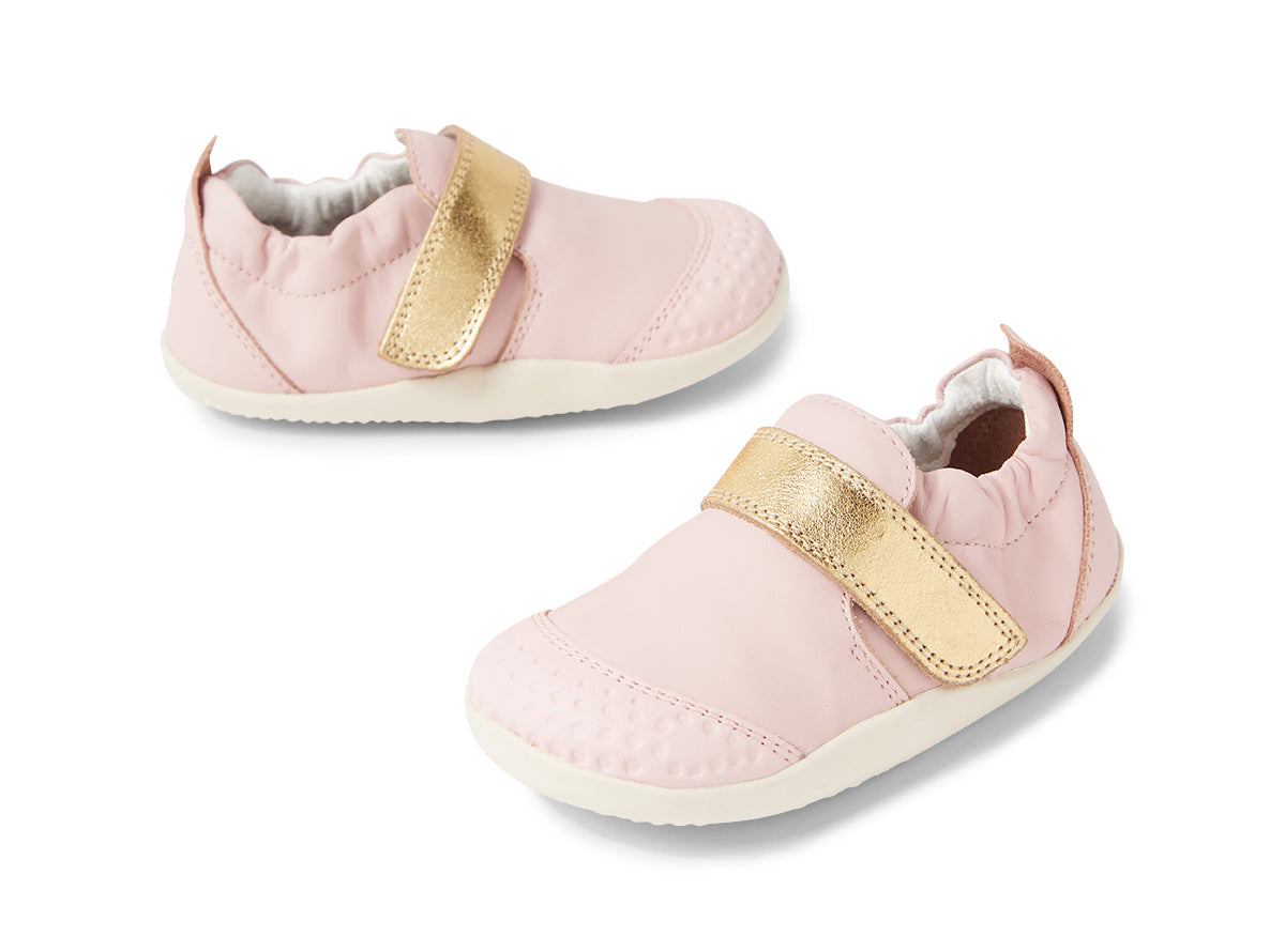 Xp Go Ballet Pink Gold Leather Flat Shoes