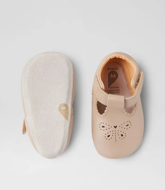 Ss Flutterheart Pre Gold Leather Flat Shoes