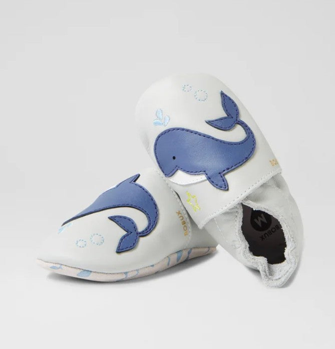 Ss Blue Whale Dawn Blue Leather Flat Shoes