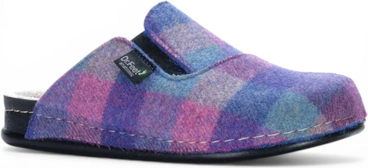 Dr Feet Hilda purple tartan